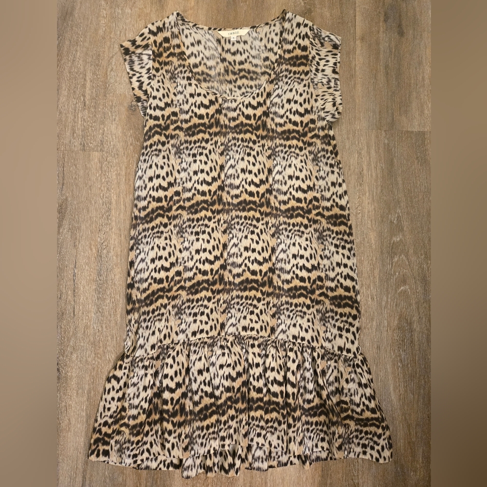 Imrie 100% Silk Animal Print Midi Dress Size Small